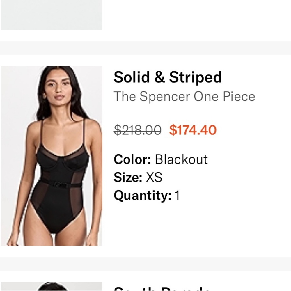 SOLID & STRIPED the Spencer black Swimsuit with Thin Straps NWT